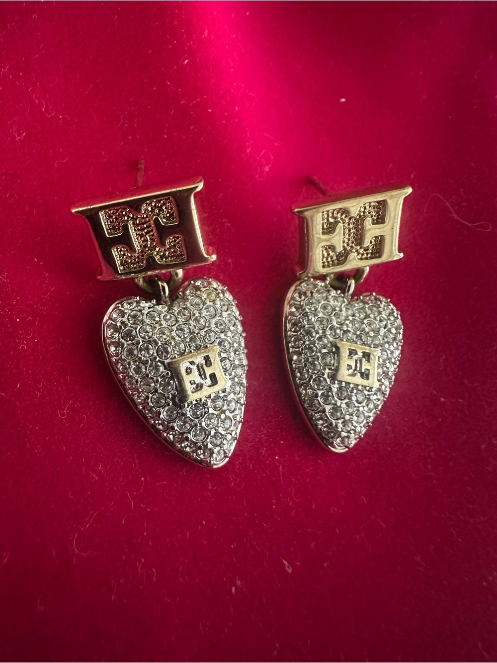 Gold-Tone Crystal Heart Drop Earrings  Tory Burch